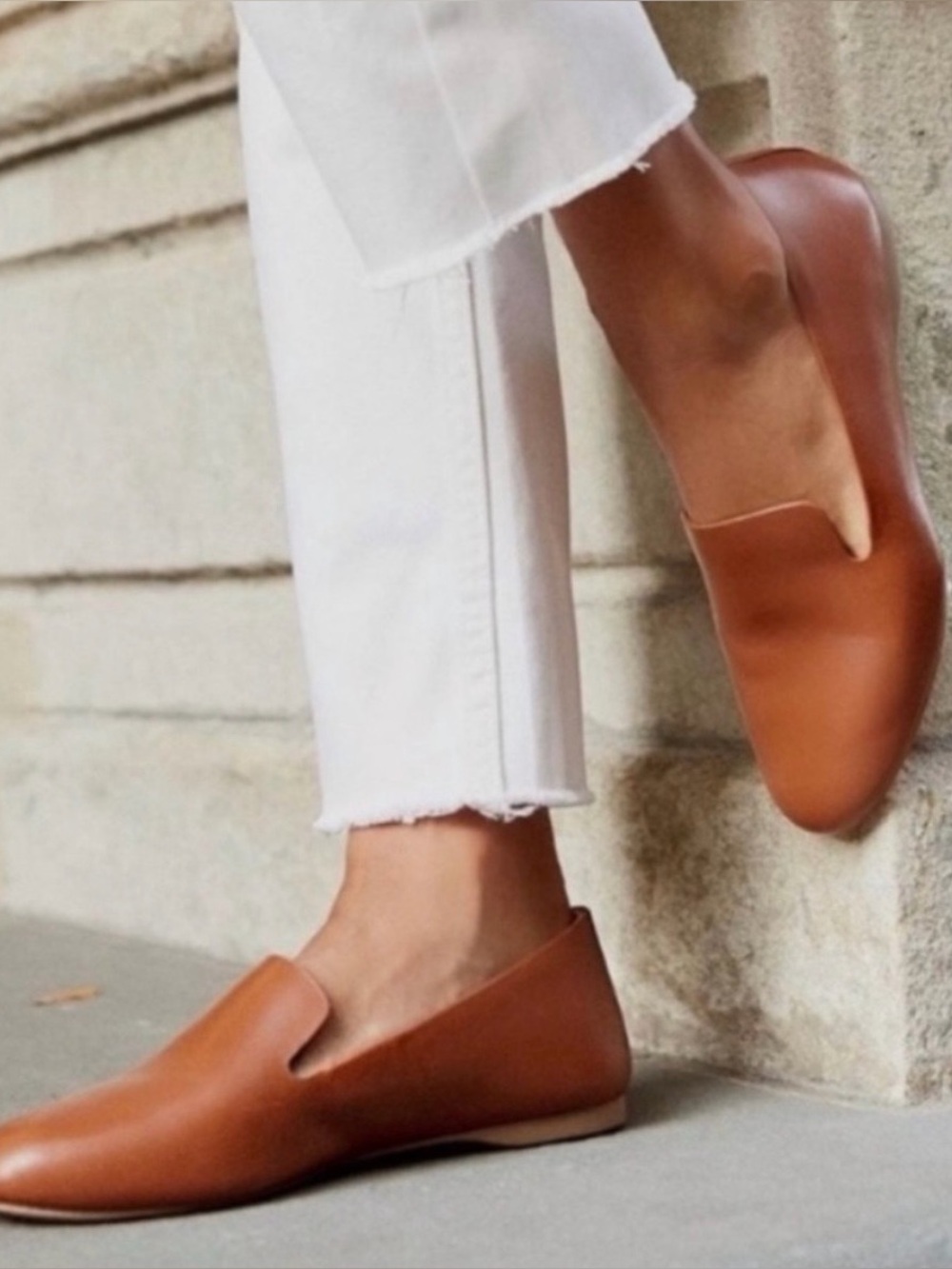 BIRDIES Brown Leather Cognac Starling Slip On Loafer - Size 7.5